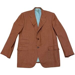 Kiton Napoli Mens Rust Orange Wool Linen Sport Coat Blazer IT 58 Drop 7L Italy